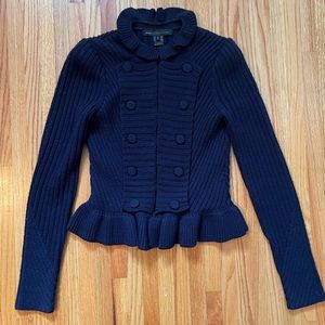 Marc by Marc Jacobs Navy Blue Ruffle Cardigan Sweater